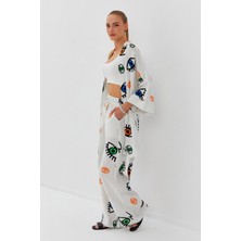 Nish&Chic Göz Baskılı Müslin Pantolon