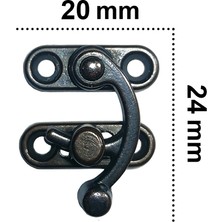 KÜÇÜK YAY GÖZÜ KANCALI KİLİT OKSİT 4 ADET KUTU SANDIK VE KAPAK KLİPSİ 20X24 MM
