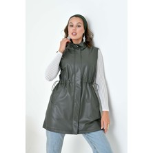 FTZ Women Kadın Deri Yelek  Haki 30927