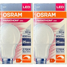 Osram Parathom 8.8W (60W) 2700K (Sarı Işık) E27 Duylu Dim Edilebilir LED Ampul (2 Adet)