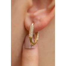 ÇGK KUYUMCULUK  Taşlı Halka Altın Küpe CGKKP093