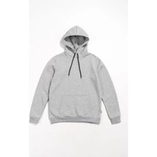 Rapha Erkek Uzun Kol Kapşonlu Basic Sweatshirt Hoodie Gri