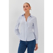 Çizgili Slim Fit Kadın Gömlek