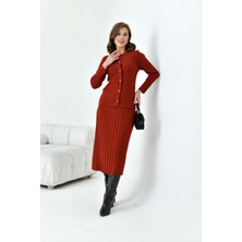 FTZ Women Kadın Pileli İkili Takım  Kiremit 20680