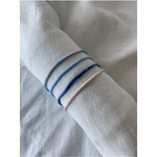 Mediterian Lacivert 4'lü İp Bileklik Seti, Deniz Tonları, Deri ve Paraşüt İpi Materyali