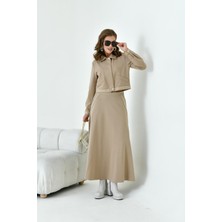 FTZ Women Kadın İki İp Taşlı Takım  Beige 30925