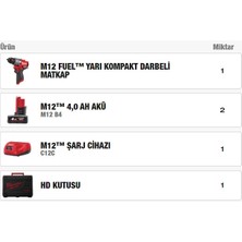 Milwaukee M12 FPD2-402X 12V Çift Akülü Darbeli Matkap T4933479869