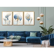 Bestablo 3 Parça Çerçeveli Dekoratif Çiçekler Ahşap Tablo Seti Bestablo
