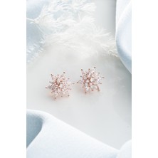 Silvano Jewelry 925 Ayar Gümüş Buzlu Beyaz Lotus Küpe