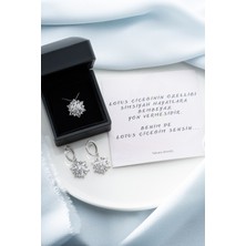 Silvano Jewelry 925 Ayar Gümüş Işıklı Kutuda Beyaz Lotus (Kolye-Küpe) Seti