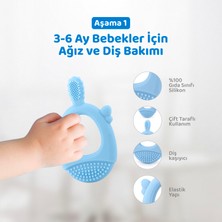 Guqqo [3-Ü-1 Arada] Bebek Diş Bakım Seti, 6-18 Ay Bebek Diş Fırçası (Mavi)