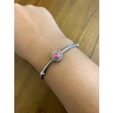 Celikchi Kadın Kırmızı Renk Taşlı Gümüş Charm