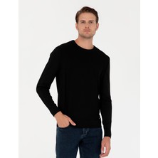 Pierre Cardin Erkek Siyah Slim Fit Bisiklet Yaka Triko Kazak 50296455-VR046