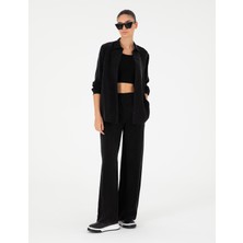 Pierre Cardin Kadın Siyah Yüksek Bel Kupro Kumaş Loose Fit Pantolon 50291295-VR046