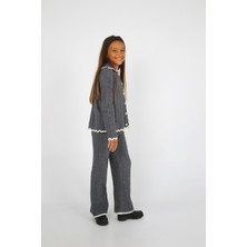 HC Kids Wear Kız Çocuk Triko Takım  Gri Hırka ve Pantolon
