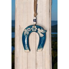 Revard Home Nazar Boncuklu At Nalı Desenli Seramik Uğurlu Dekoratif Süs Eşyası 15X18 cm