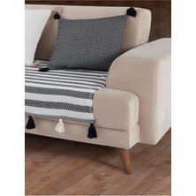 Lamassi Ponponlu Koltuk Kanepe Çekyat Örtüsü 115X200CM Siyah
