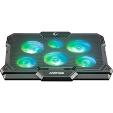 Rampage AD-RC10 X-Gust Siyah 6 Fanlı Rainbow Işıklandırmalı Notebook Soğutucu Stand