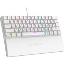 Rampage PLOWER K60 Beyaz Ingilizce Q Klavye  English Gaming Oyuncu Klavye Bilek Destekli Blue Switch