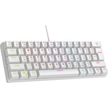 Rampage PLOWER K60 Beyaz Ingilizce Q Klavye  English Gaming Oyuncu Klavye Bilek Destekli Blue Switch