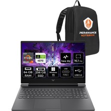 Hp Victus 16 Amd Ryzen 7 8840H 64GB 256GB SSD RTX4070/8GB 16.1" Fhd 144Hz W11P Taşınabilir Bilgisayar & Per4 Çanta A05N6EAPN411