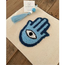 Majalis Design Punch Işlemeli Clutch - Makyaj Çantası, Boncuklu, El Desenli, Mavi