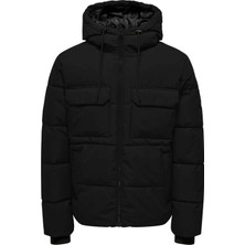 Only & Sons Erkek Mont Siyah 22029661 Onselıjah Pckt. Hood Jacket Otw Noos