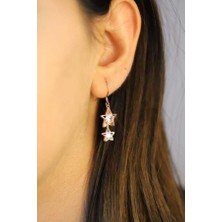 925 Ayar Gümüş Zirkon Taşlı Rose Kaplama Küpe