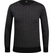 Çizgi Triko Erkek Sıfır Yaka Triko Kazak Desenli Kol ve Bel Lastikli Çelik Örgü Klasik Kalıp - 5005C