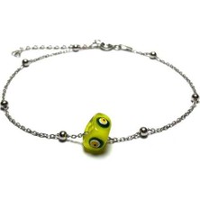 Kadın Sarı Nazar Boncuklu Bayan Gümüş Bileklik  MGD2020909C