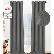 Pyramid Keten Rustik Blackout Perde - Keten Blackout Rustik Kuşgözü Termal Katmanlı Perde