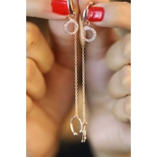 925 Ayar Gümüş Zirkon Taşlı Rose Kaplama Küpe