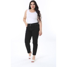 Şans Kadın Büyük Beden Siyah 5 Cepli Likralı Gabardin Pantolon 65N38276