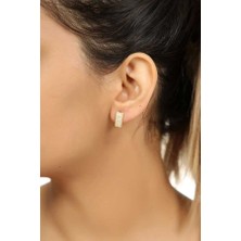 Midyat Gümüş Dünyası Kadın Gümüş Zirkon Taşlı J Küpe Altın kaplama  MGD20202109