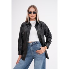 Kadın Tek Cepli Çıtçıt Kapamalı Deri Gömlek 245306 -