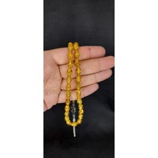 Anemore Collection Altın Varaklı Uçak Camı Tesbih Sarı Renkli Kapsül Kesim T-445