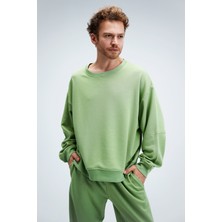 Erkek Timeless Oversize Fıstık Yeşili Sweatshirt
