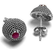 Midyat Gümüş Dünyası Yuvarlak Model Telkari Gümüş Bayan Küpe (Kod 2020737)