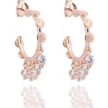 Midyat Gümüş Dünyası Zirkon Taşlı Shakira Küpe - 925 Ayar Gümüş Üzeri Rose Kaplama