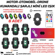 Cybill Store Kumandalı Çakarlı Şarjlı 7 Renk Ve 20 Modlu 6 Adet Mini Led Işık Drone Motorsiklet Araba Bisiklet Işığı