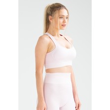 Speedlife Pembe Slim Fit Açık Yaka Seamless Kadın Sporcu Sütyeni Bra SSF0005