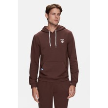 Ucla NEVADA Kahve Kapüşonlu Pamuklu Baskılı Standard Fit Erkek Sweatshirt