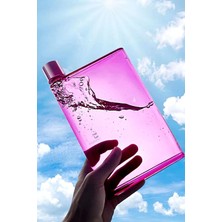 madamev Bottle Motivasyon A5 Su Matarası Şeffaf Pruple Notebook Taşınabilir Sporcu Suluk Su Şişesi 350ML