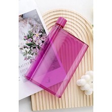 madamev Bottle Motivasyon A5 Su Matarası Şeffaf Pruple Notebook Taşınabilir Sporcu Suluk Su Şişesi 350ML