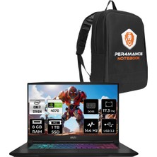 Msı Katana 17 Intel Core I7 13620H 8gb 1tb SSD RTX4070/8GB 17.3" Fhd 144Hz Fdos Taşınabilir Bilgisayar & Per4 Çanta B13VGK1287XTRP303