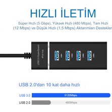 Qasul Portatif 4 Girişli Usb Çoğaltıcı Çoklayıcı Usb Hub 3,0 Laptop Desktop Kasa Notebook Uyumlu