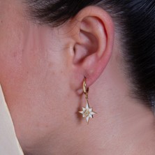 Adil İdil Kuyumculuk Beyaz Plakalı Kutup Yıldızı Küpe