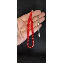 Anemore Collection Çubuk Kehribar Tesbih Küre Kesim Kırmızı Renkli T-424