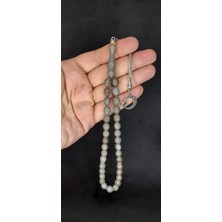 Anemore Collection Sıkma Kehribar Tesbih Gri Renk Beyzi Kesim T-426