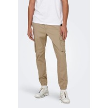 Only & Sons Erkek Onscarter Paçaları Lastikli Pamuklu Kargo Pantolon 22028434 Camel